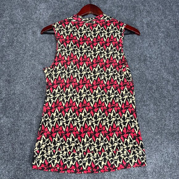 Diane von Furstenberg Top Womens Small Sleeveless Blouse Silk Blend Tie Neck - Picture 5 of 6